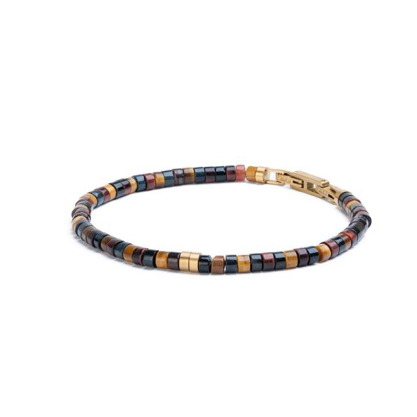 2 mm Armband mit gemischten Tigerauge-Steinen und Titanelement - Sphera 3 Colours